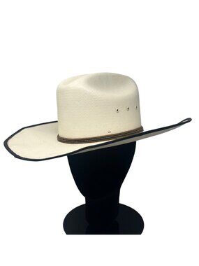 Bailey 7X Tombstone Cowboy Hat 6 7/8 White Western Wide Brim Straw Vent Crown